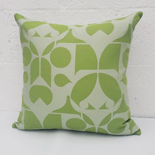Load image into Gallery viewer, Green patterned pillow on a white background
