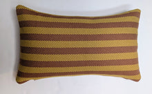 Load image into Gallery viewer, Striped pillow with brown and yellow horizontal stripes on a white background