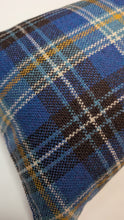 Load image into Gallery viewer, Close-up of a blue and black plaid fabric