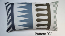 Load image into Gallery viewer, Decorative pillow with geometric pattern on a white background
