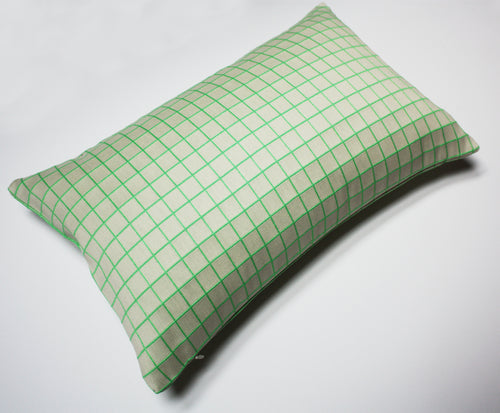 maharam bright grid green pillow