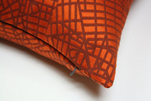 Cargar imagen en el visor de la galería, Luna textile, Red Orange Urban Grid Pillow