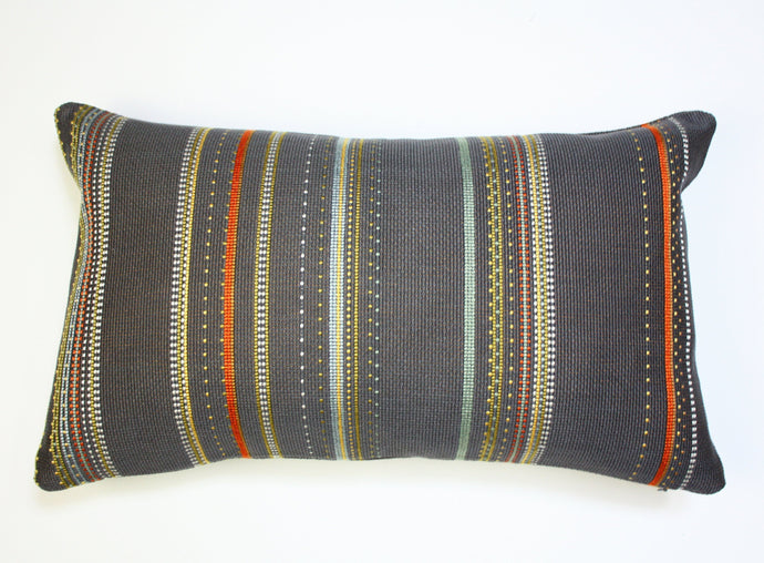 Maharam Paul Smith Point Slate and mandarin pillow